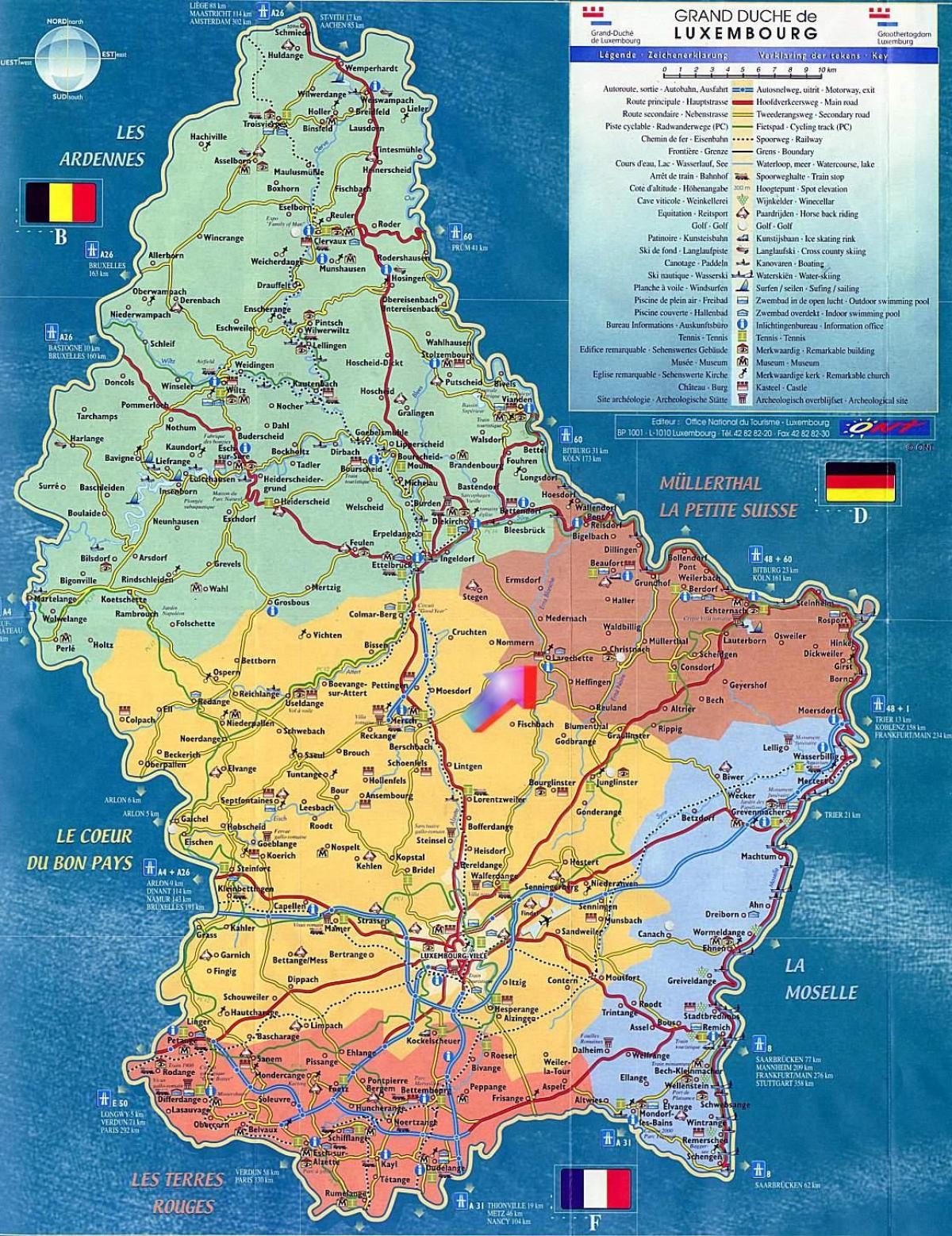 kaart Luksemburg tourist map vaatamisväärsused